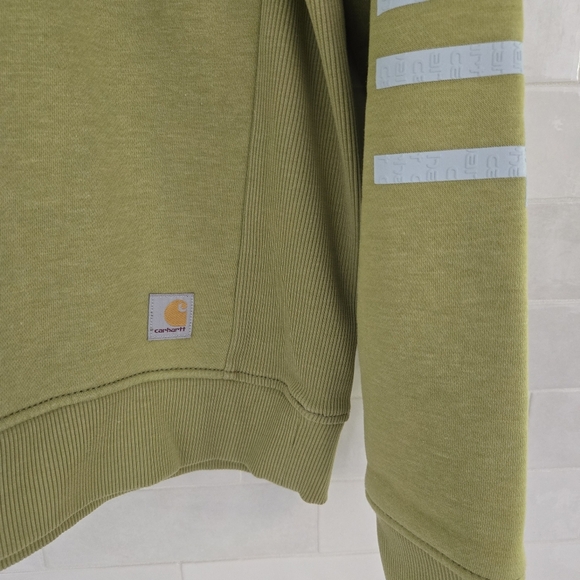 Carhartt Ladies' Sleeve Logo Crewneck Crew Sweatshirt Pullover Green Size Small - Picture 3 of 9